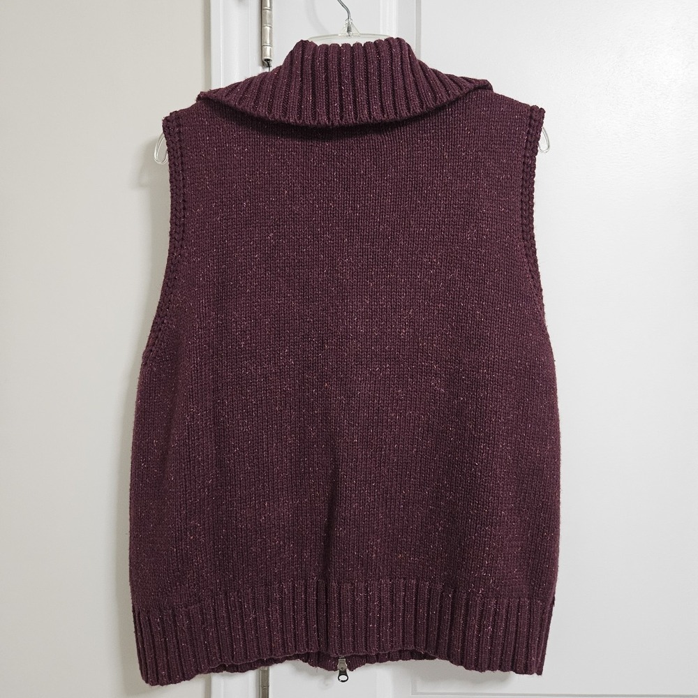 Eddie Bauer Knit Vest Womens‎ XL Purple Full Zip Cotton Angora Blend Utility - Picture 6 of 6